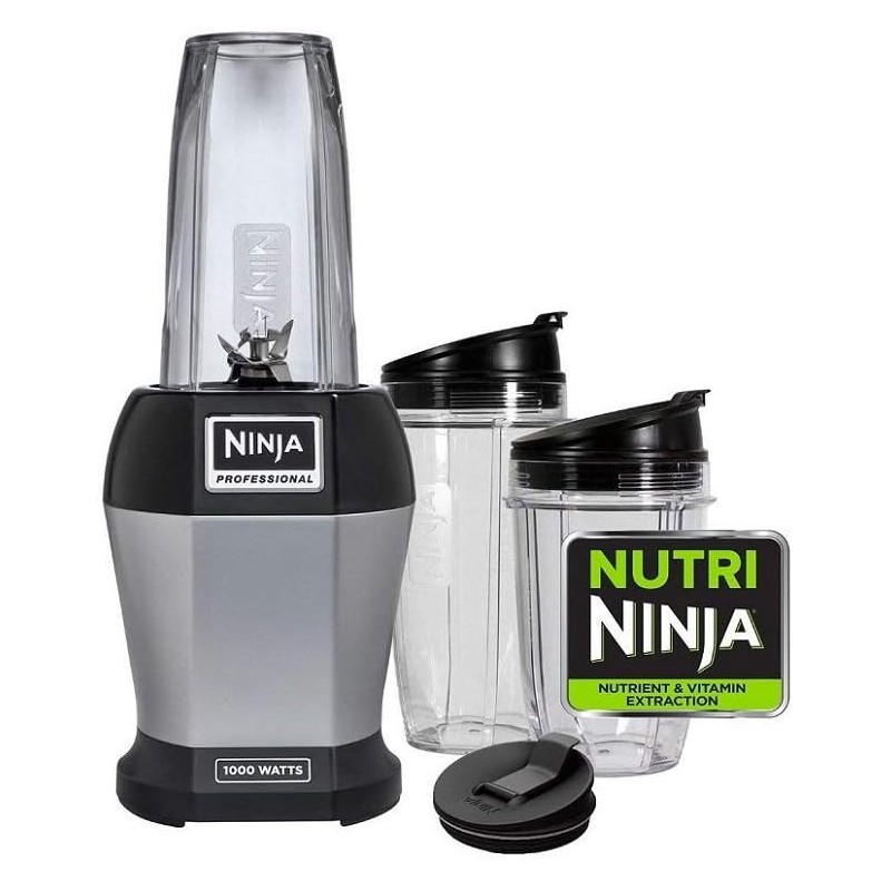 Ninja BL455_30 Nutri Professional Personal Blender Bonus Set with 3-Sip & Seal Single Serves12, 18, and 24 oz. Cups & 75-Recipe 