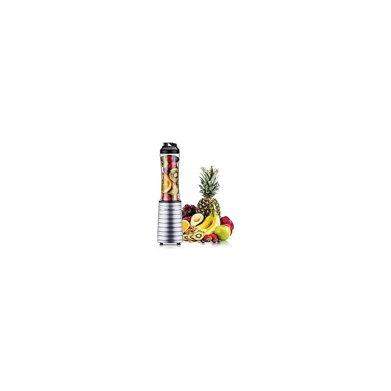 La Reveuse Smoothies Blender Single Serving 300 Watts with 18 oz BPA-Free Portable Travel Sports Bottle (Silver)