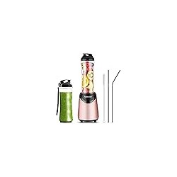La Reveuse Smoothie Blender Tamaño Personal 300 Watts con 2 Piezas Botellas Deportivas de Viaje sin BPA de 18 oz, Rosa