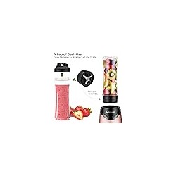 La Reveuse Smoothie Blender Tamaño Personal 300 Watts con 2 Piezas Botellas Deportivas de Viaje sin BPA de 18 oz, Rosa
