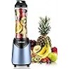 La Reveuse Smoothies Blender Tamaño personal 300 vatios con botella deportiva portátil de viaje sin BPA de 18 oz ( Azul claro )
