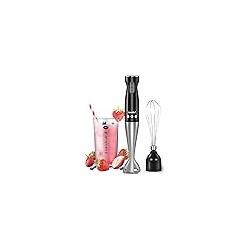 Licuadora manual de inmersión COMFEE, acero inoxidable cepillado, licuadora multipropósito de 2 velocidades con 200 vatios, vaso