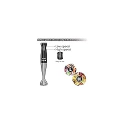 Licuadora manual de inmersión COMFEE, acero inoxidable cepillado, licuadora multipropósito de 2 velocidades con 200 vatios, vaso