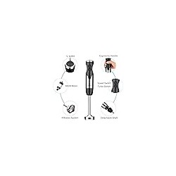 Keylitos 5 in1 Mezcladora de Mano de Inmersión - Mejorada 1000W Handheld Stick Blender con 15 Velocidad para Smoothie, Sopa, Com