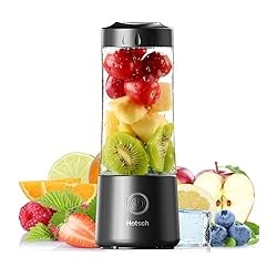 Licuadora Portátil USB Recargable, Hotsch Personal Size Blender para Batidos y Batidos, Fuerte Potencia de Corte con Seis Cuchil