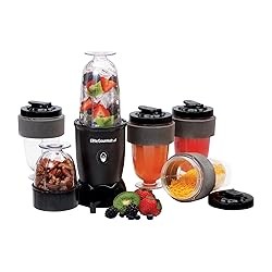 Elite Gourmet EPB-1800A# 17-Piece Personal Drink Mixer Blender, Sports Blender 16 Oz capacity, Includes Chopping and Blending Bl
