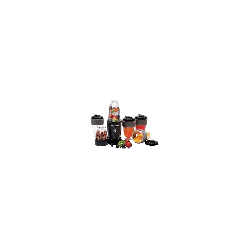 Elite Gourmet EPB-1800A# 17-Piece Personal Drink Mixer Blender, Sports Blender 16 Oz capacity, Includes Chopping and Blending Bl