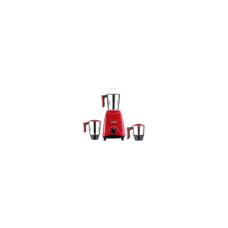 TABAKH Indian Mixer Grinder | 3 Stainless Steel Jars | 650 Watts | 110-Volts | Red