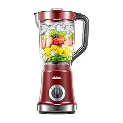Yabano Mezcladora de Alimentos Rojos de 60 oz con Hoja Extraíble, Rendimiento de Alta Velocidad, Hielo de Trituración y Frutas C