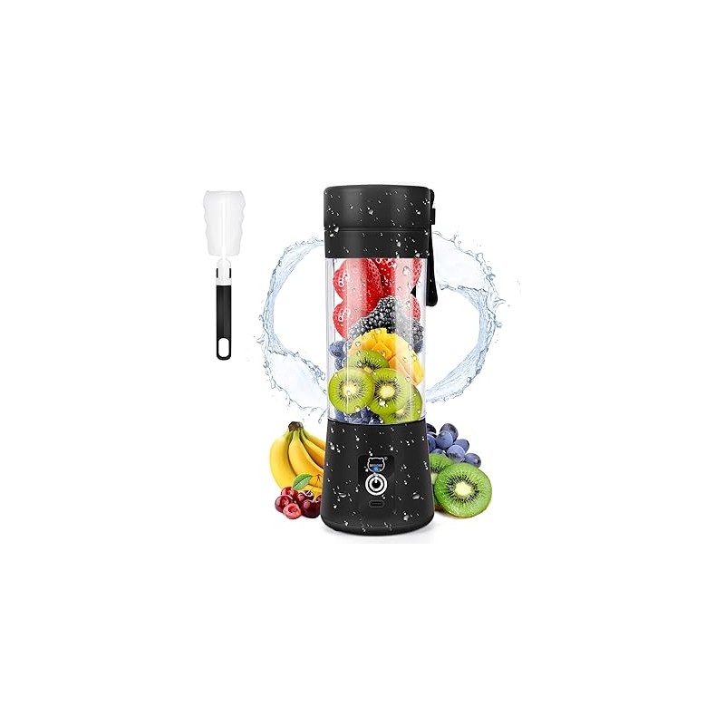 Licuadora portátil, licuadora de jugo personal MIAOKE, taza de exprimidor recargable USB con seis cuchillas en 3D, licuadora de 
