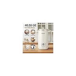Hacedor de leche de nueces 8 en 1, Hacedor de leche de soja de 40,58 oz con 10 cuchillas, Máquina automática de leche de almendr