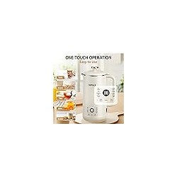 Hacedor de leche de nueces 8 en 1, Hacedor de leche de soja de 40,58 oz con 10 cuchillas, Máquina automática de leche de almendr