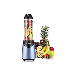 La Reveuse Smoothies Blender Personal Size 300 Watts with 18 oz BPA-free Portable Travel Sports Bottle Light Blue