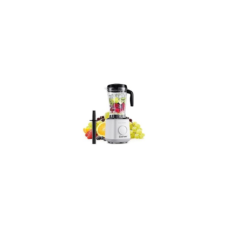 COSTWAY Professional Countertop Blender, 8-in-1 Household Hot & Cold Shake Mixer with 59 oz Jar, 1200 Watt Base, 10-Gear Speed &