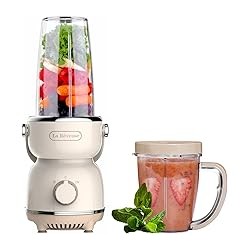 La Reveuse Personal Size Blender 300 Watts for Shakes Smoothies Sazonadores Salsas con 17 oz Taza /10 oz Taza, Estilo Retro