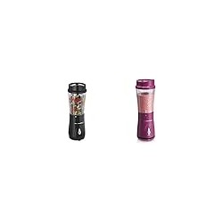 Licuadora personal Hamilton Beach para batidos y batidos con taza de viaje de 14 oz y tapa, negra (51101A y licuadora personal p